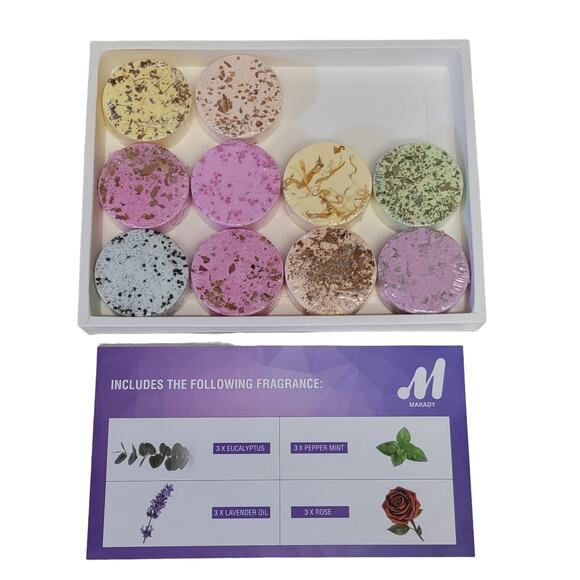 Fragaroma Shower Bombs 10 ct Eucalyptus Peppermint Lavender Rose Essential Oils - Picture 2 of 6